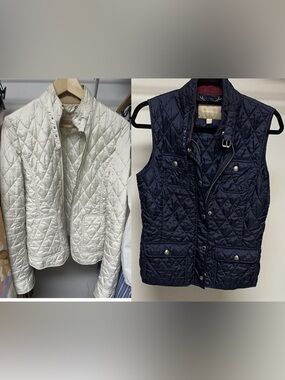 Banana Republic Quilted Jacket and Vest in cream and blue, Size M $50 for both